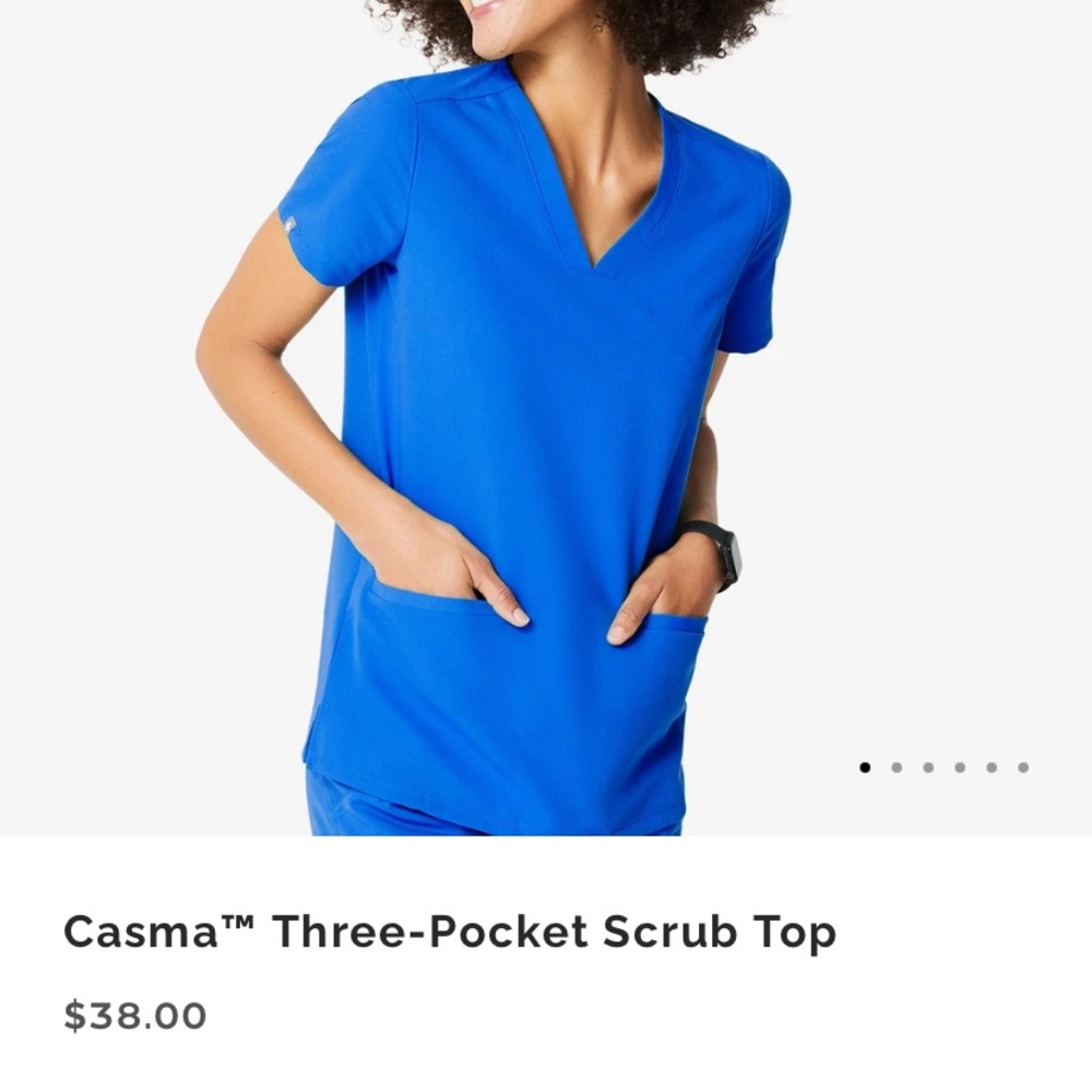 Casma™ Three-Pocket Scrub Top, Royal Blue, Small